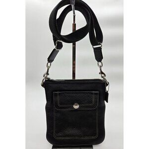 Coach Vintage Swingpack Black Leather Front Pocket Thick Stitch